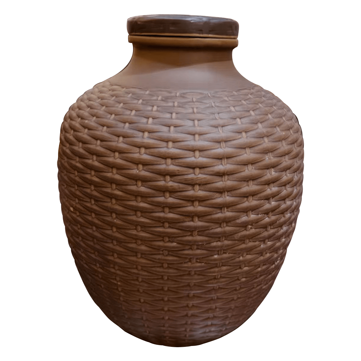 Bamboo woven wine jar