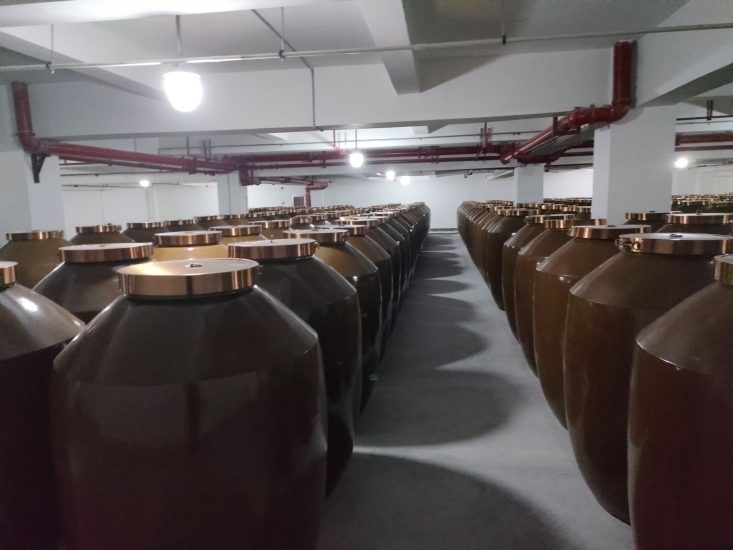 Large clay wine jars fermented in wine cellars