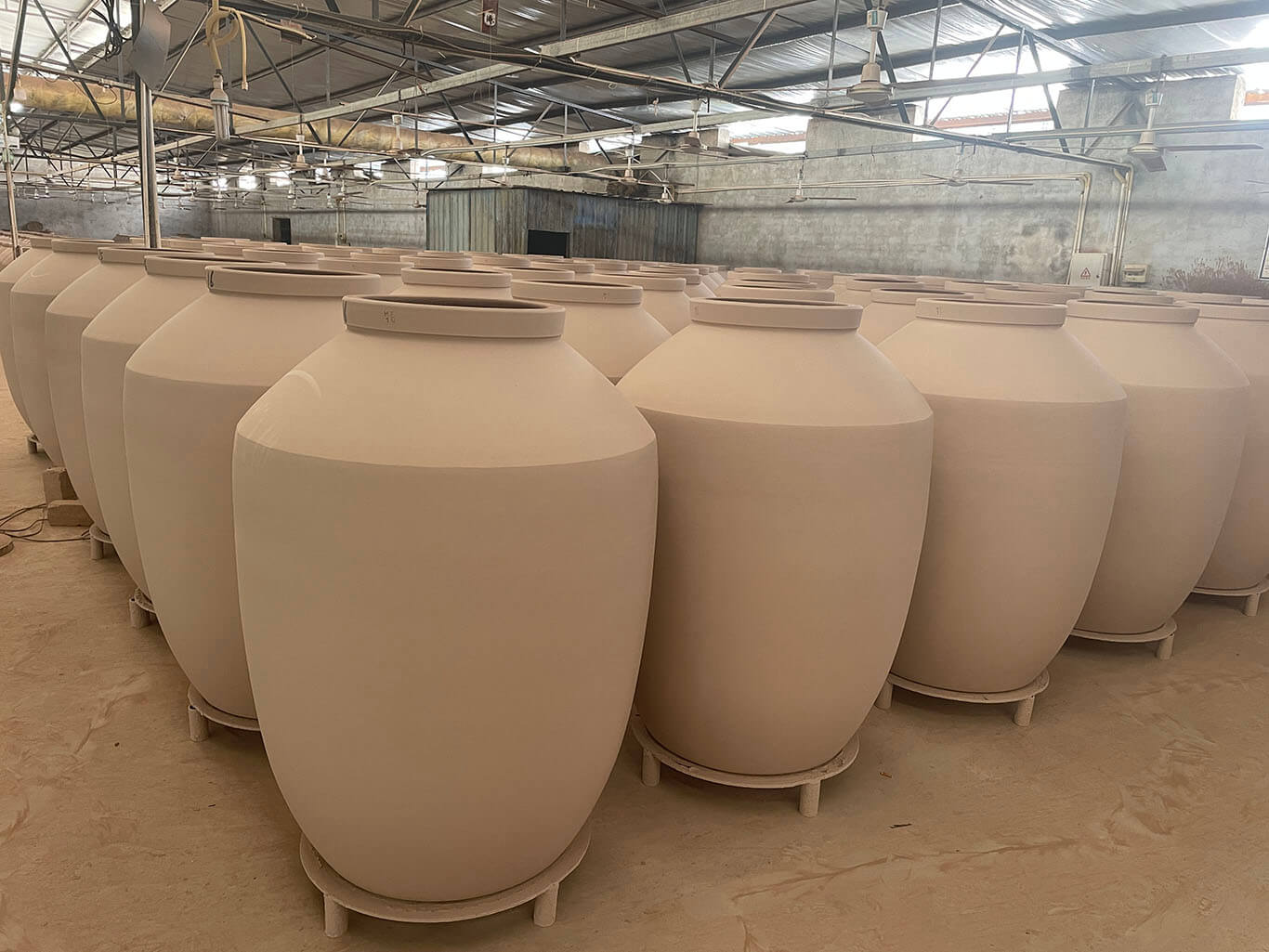 Shaped terracotta jars naturally dry