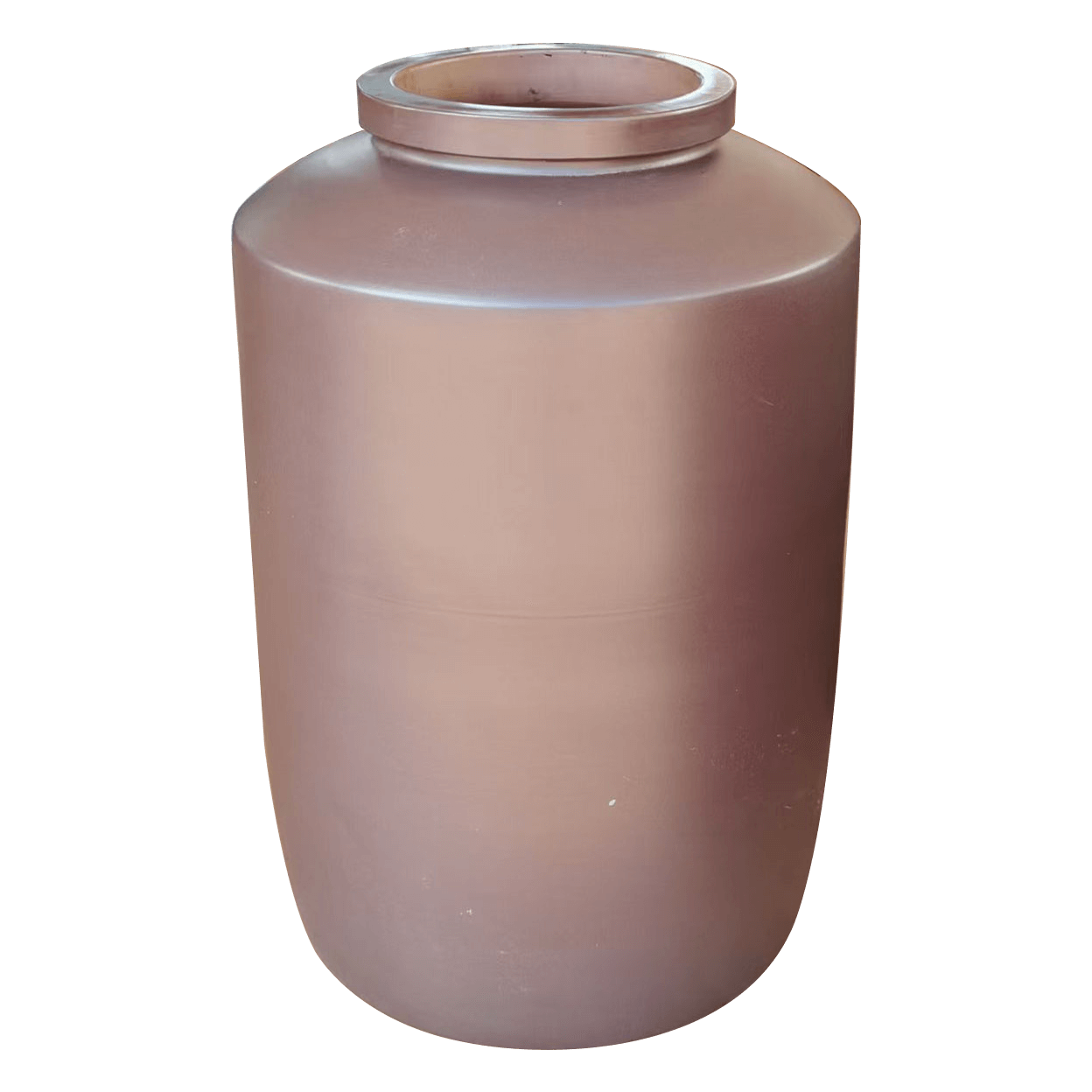 Straight barrel deep brown oil wine jar