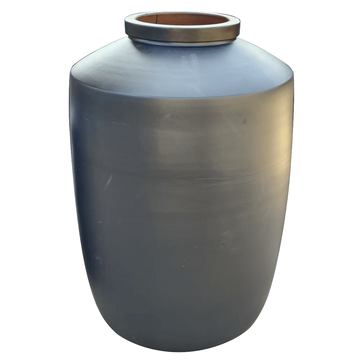 Straight barrel matte black glazed wine jar
