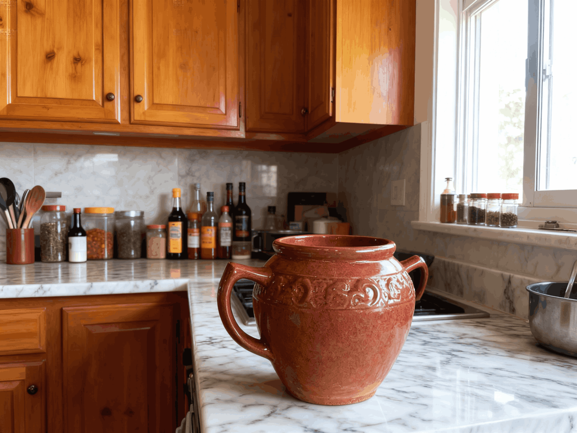Terracotta spice jars for kitchen use