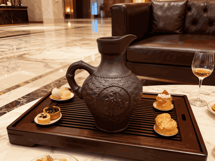 A terracotta jug used for holding tea and water