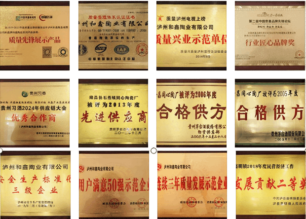 Certificates of honor owned by Hexin Ceramics