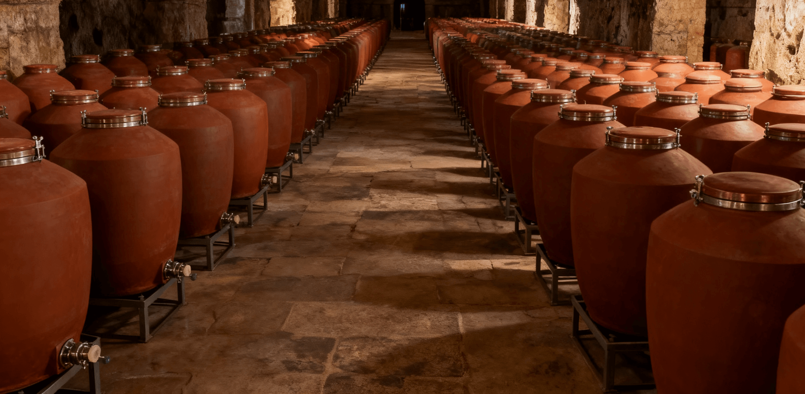 Clay Amphorae For Batch Fermentation In The Wine Cellar