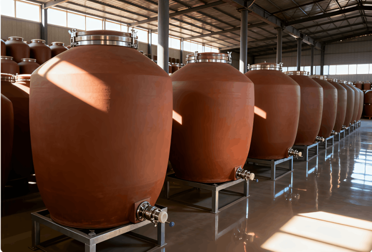 Clay amphora for wine fermentation or aging