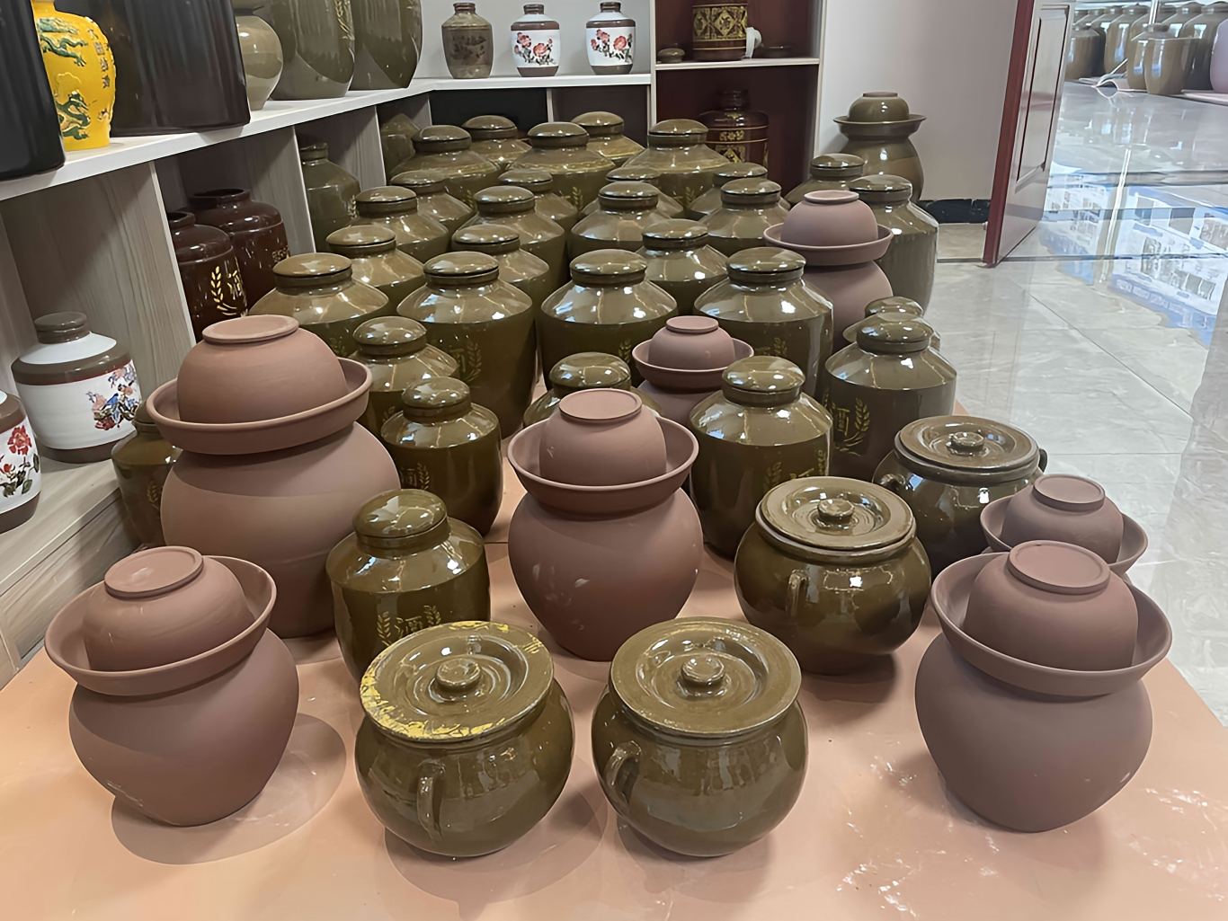 Different types of kimchi fermentation crocks
