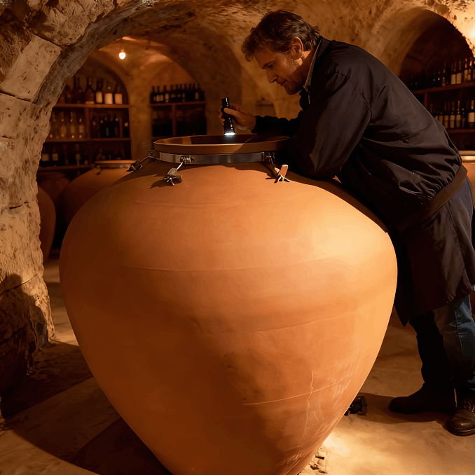 Round cone-shaped wine amphora