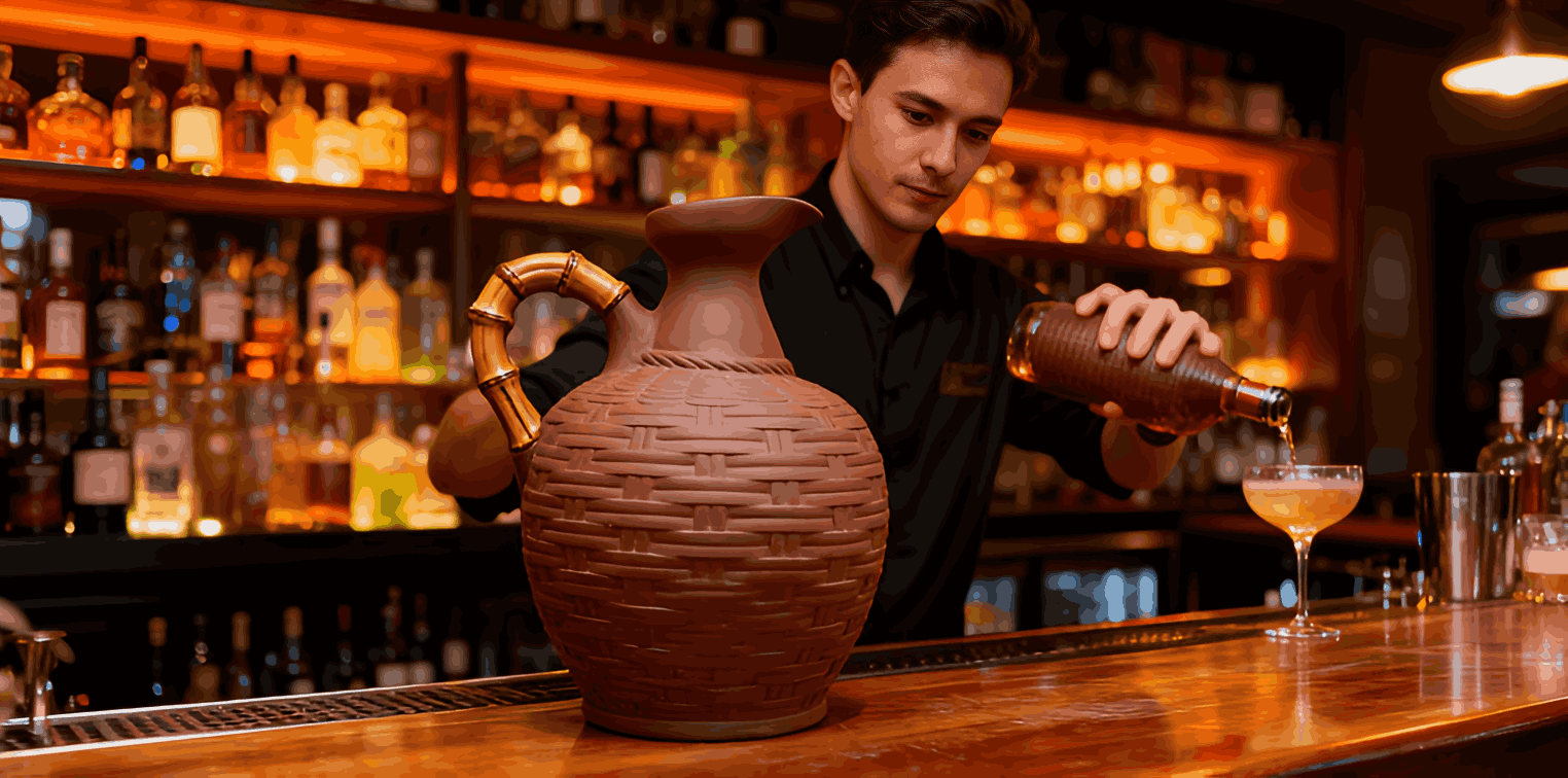 Terracotta Wine Jugs used in bar