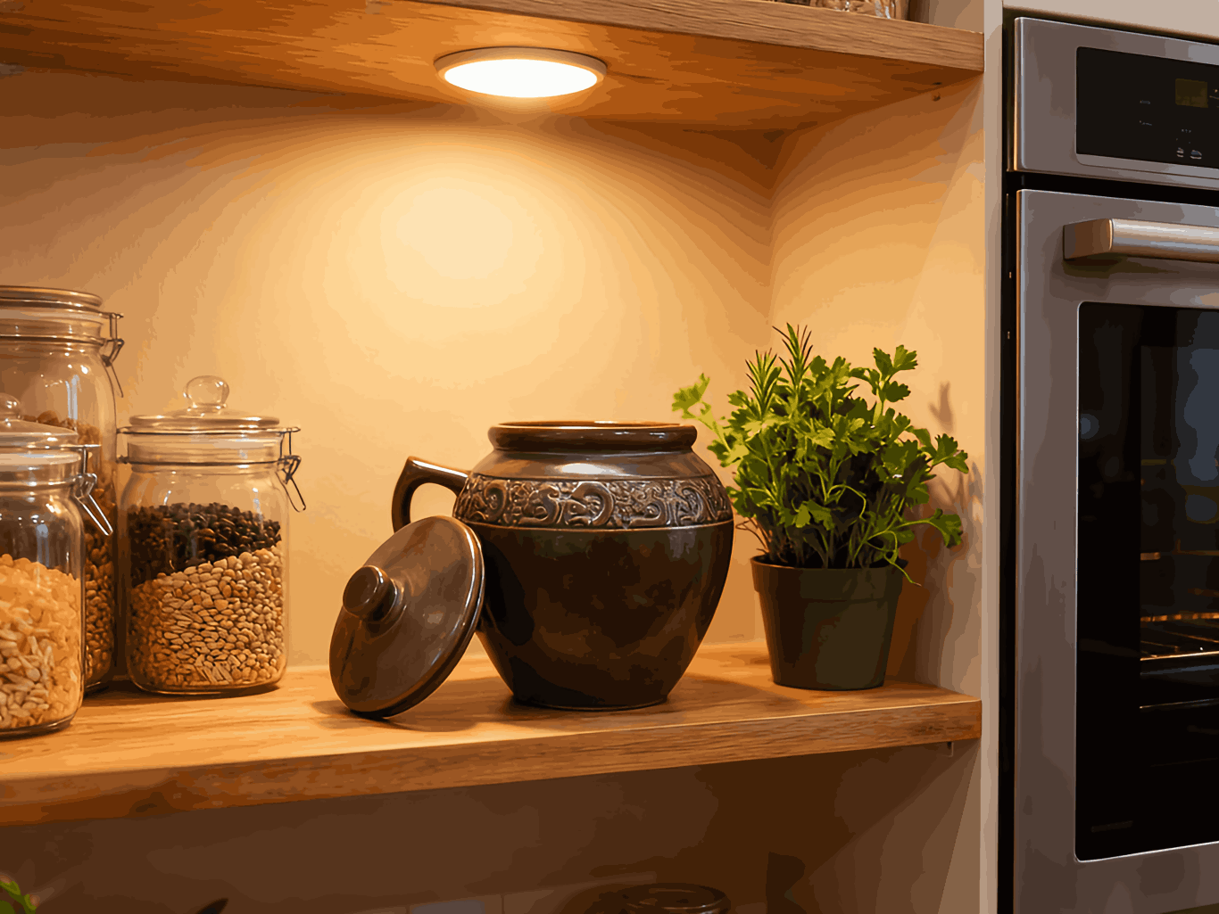 Terracotta storage jars for kitchen use