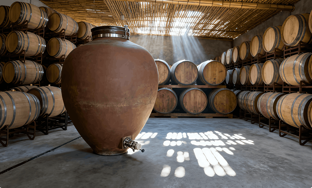 The amphora used for wine fermentation