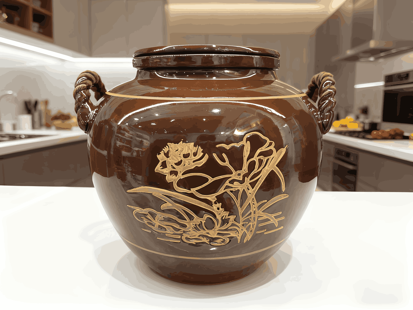 With Lided Terracotta Amphora Jar