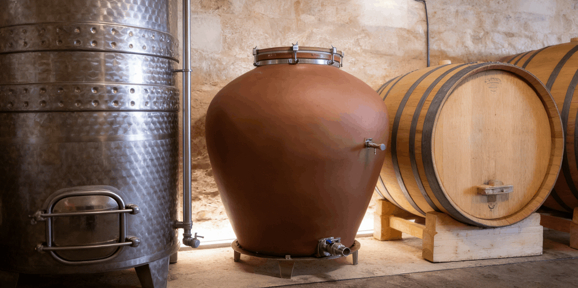 amphora vs oak barrels and stainless steel tanks in winemaking