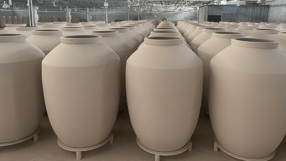 kiln firing process for terracotta wine amphorae