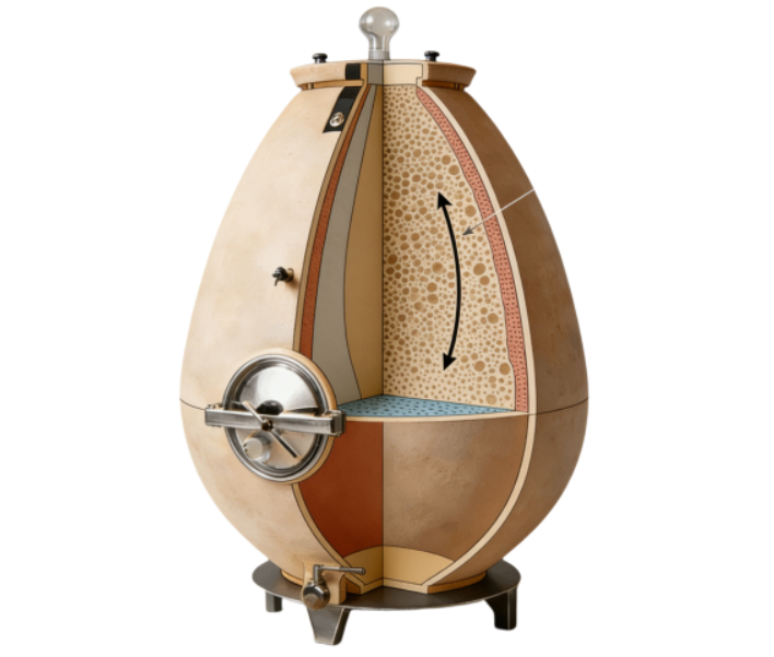 micro-oxygenation in clay amphora during wine fermentation